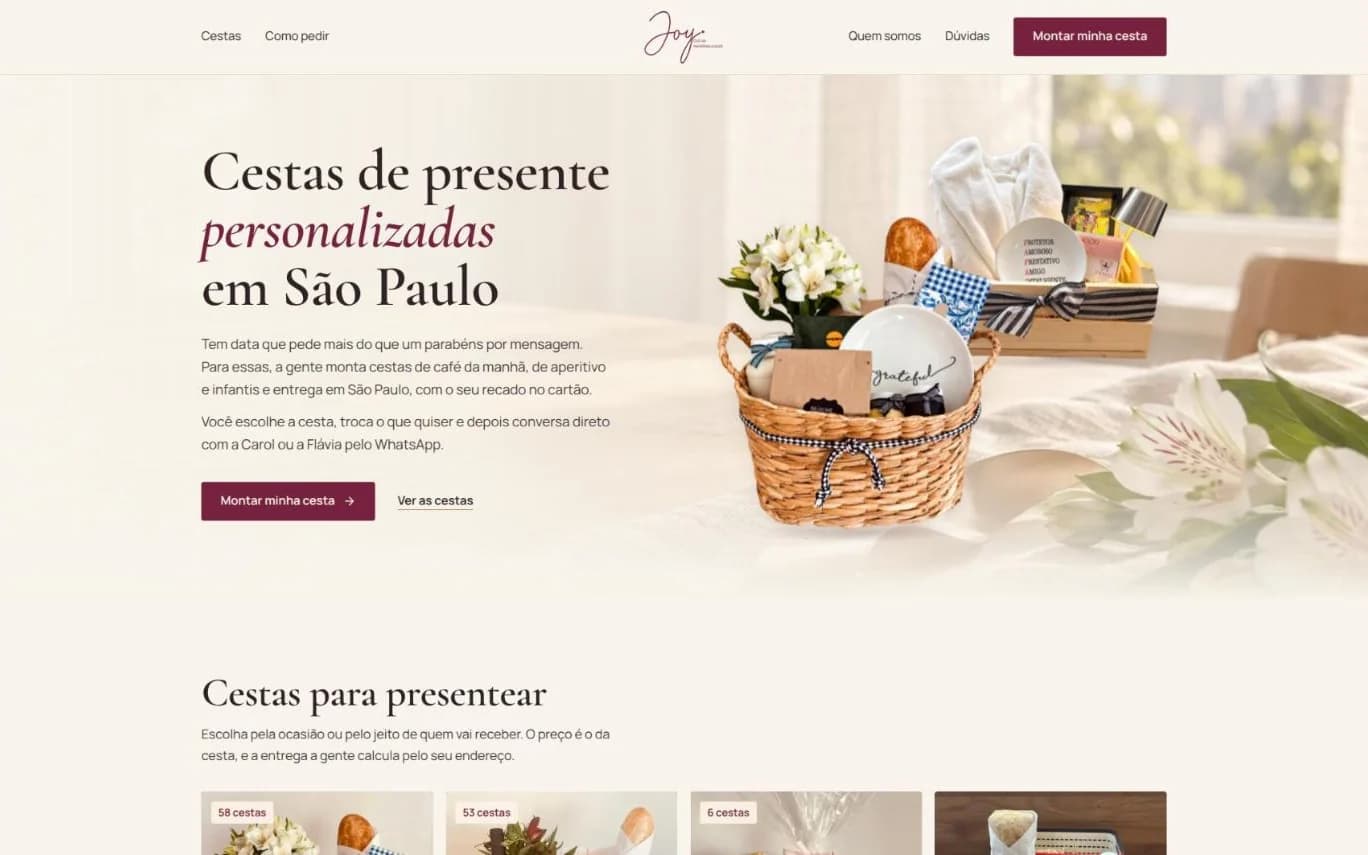 Captura de tela do projeto Joy Gestão