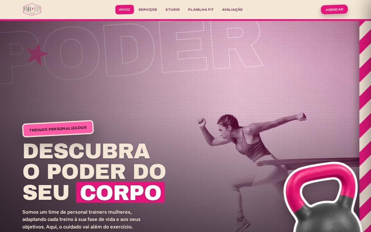 Captura de tela do projeto PinkFit Training